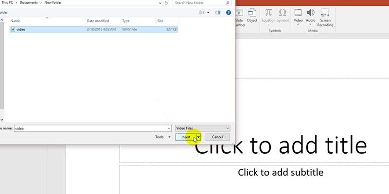 inserting video clip in powerpoint 2016