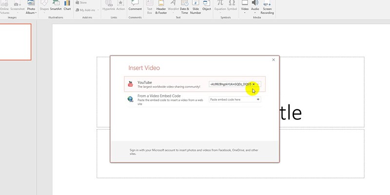 embed video to powerpoint 2016