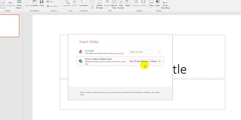 how to embed video in powerpoint through video embeded code