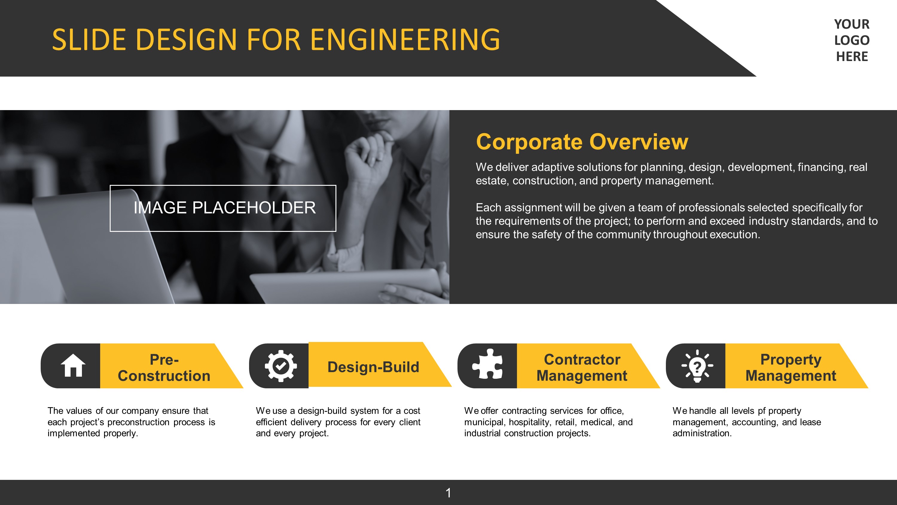 2268 Construction Theme Slides PowerPoint Slide 1 SLIDE DESIGN FOR ENGINEERING 