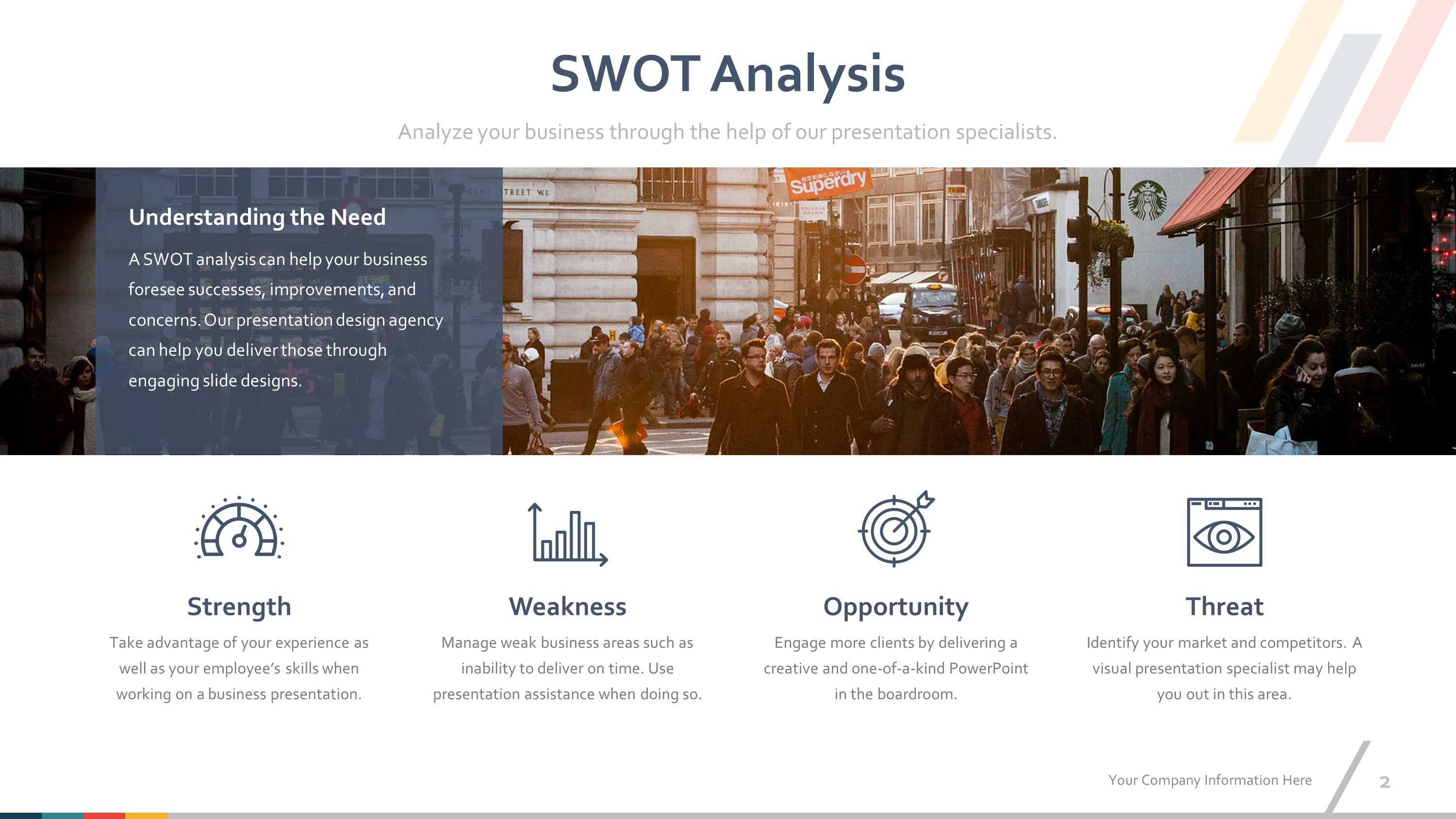 Colorful SWOT PowerPoint Slides