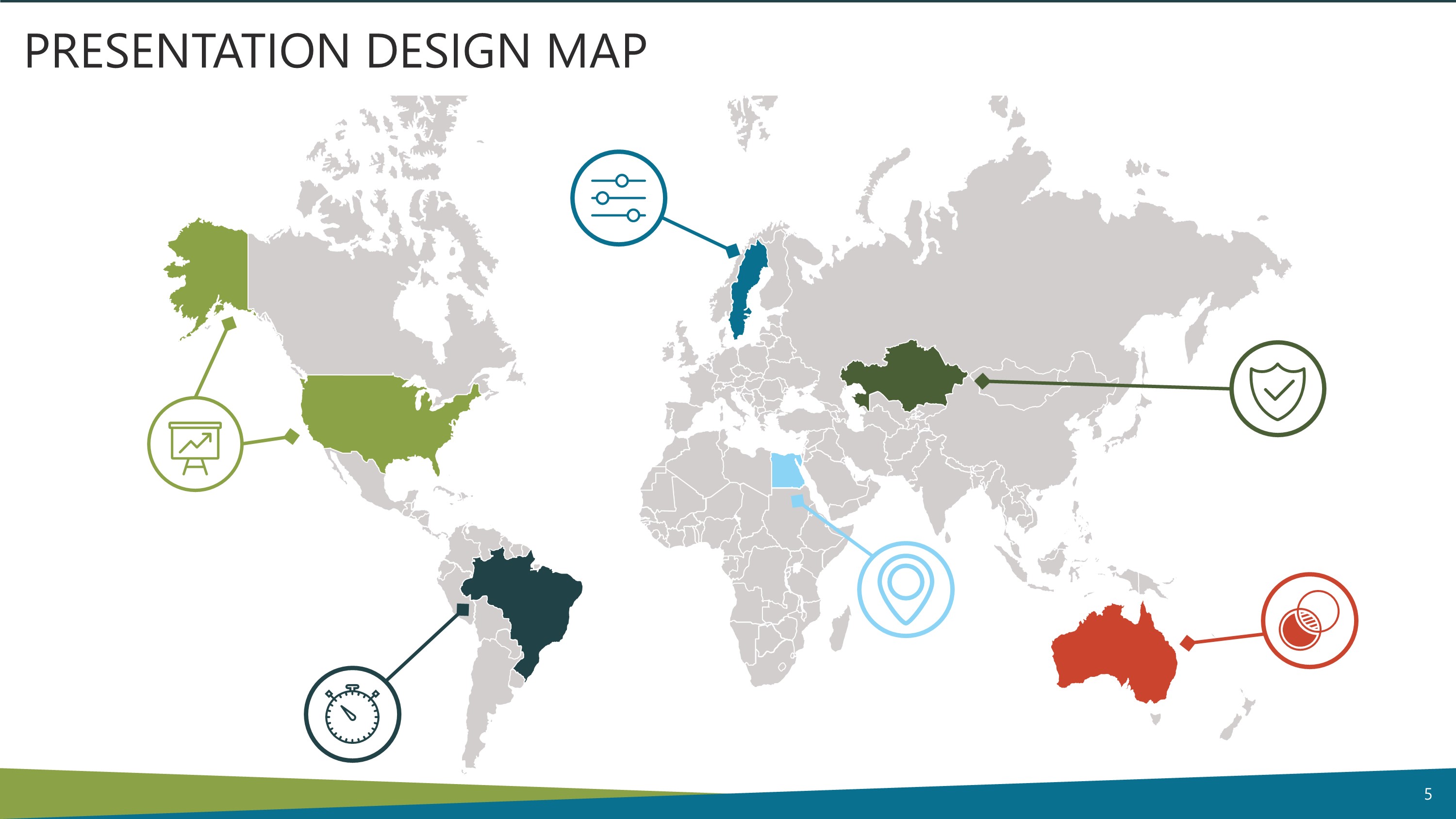 Global Maps with Icons for PowerPoint