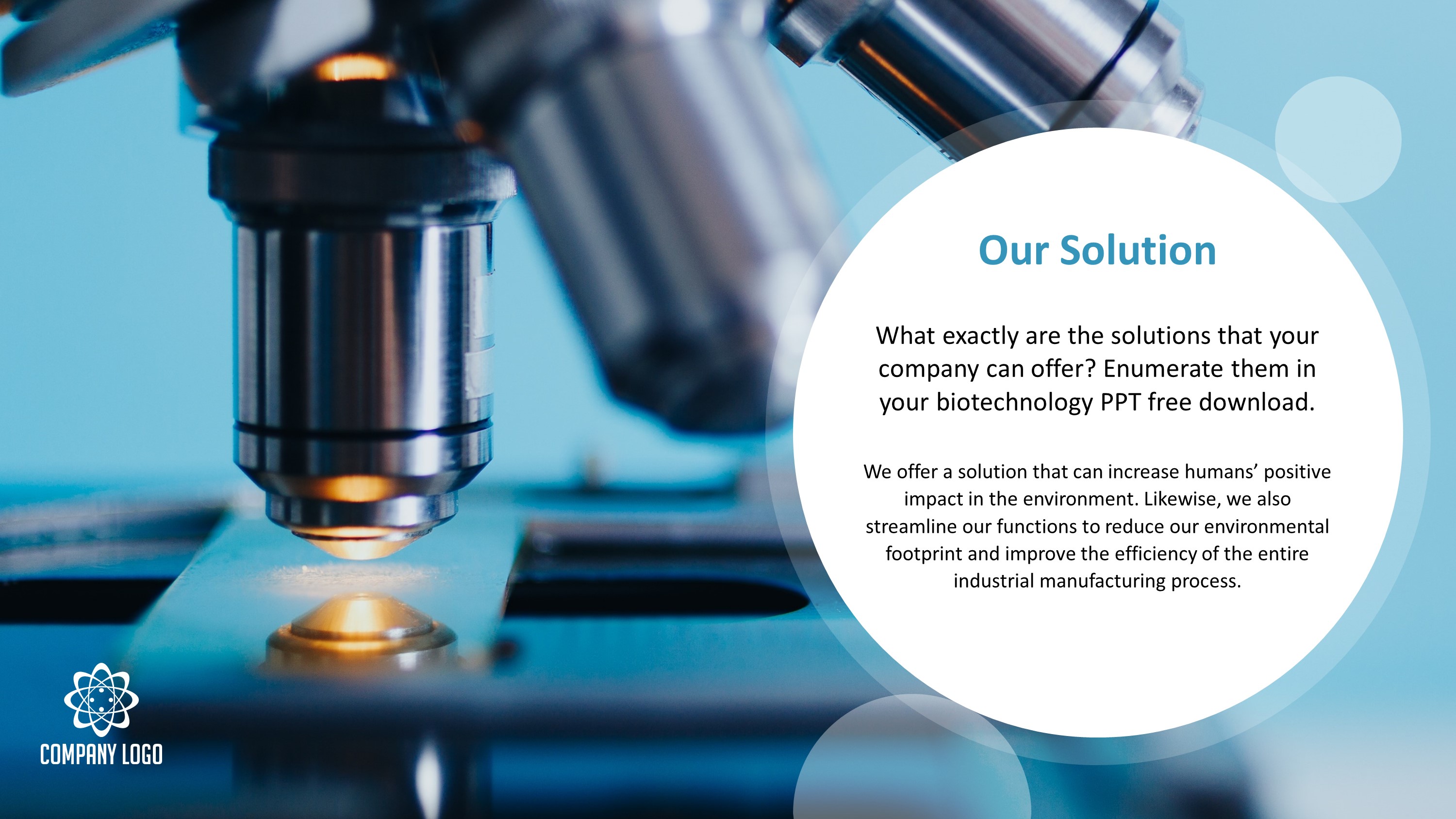 Free Biotech Our Solution PowerPoint Slide