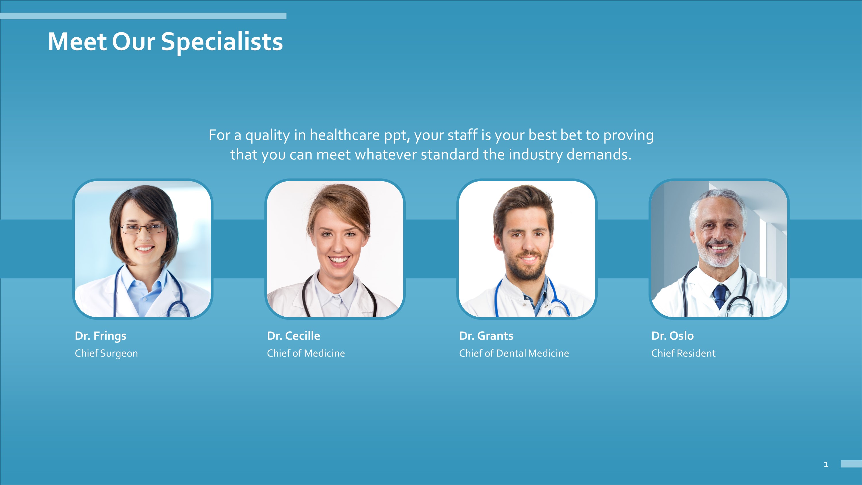 Free Meet Our Specialists Healthcare PowerPoint Slide