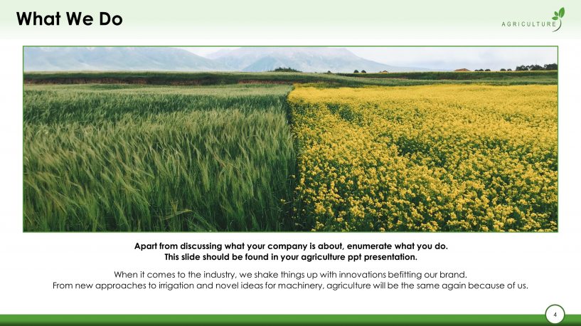 Green Agriculture Premium PowerPoint Template - SlideStore